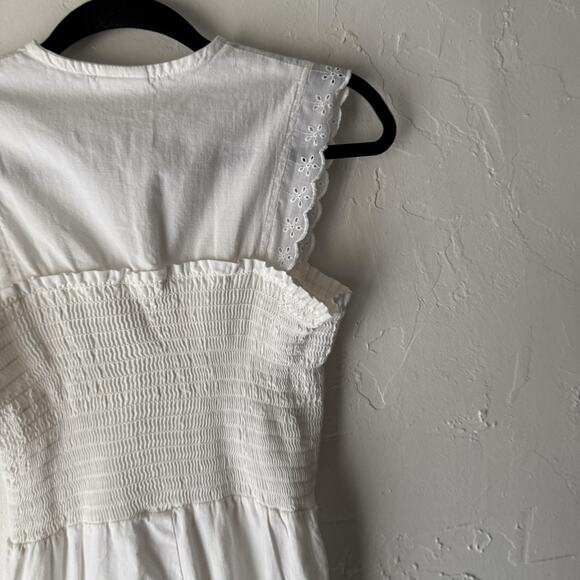 Vintage Byer Too‎ Jumpsuit Retro Medium Lace Up Smocked Bodice Wide Leg 90s - Picture 9 of 9